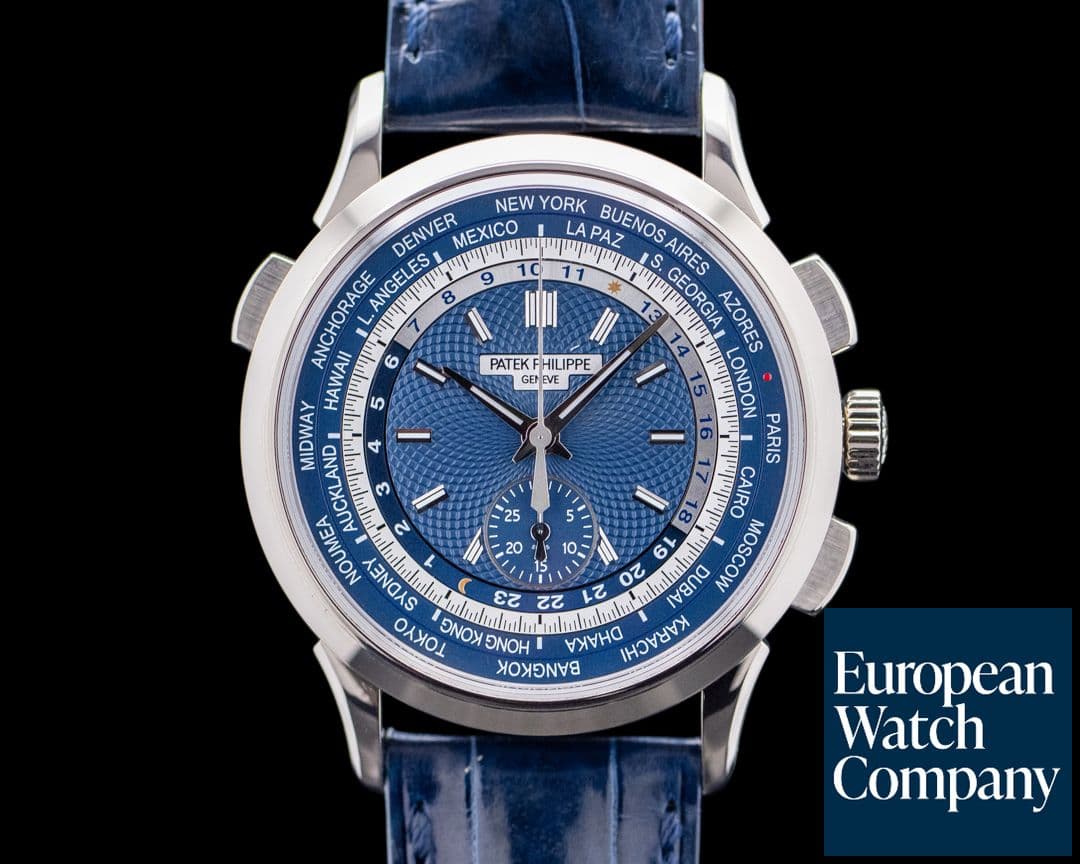 Image of Patek Philippe 5930G-001 World Time Chronograph 18K White Gold Blue Dial
