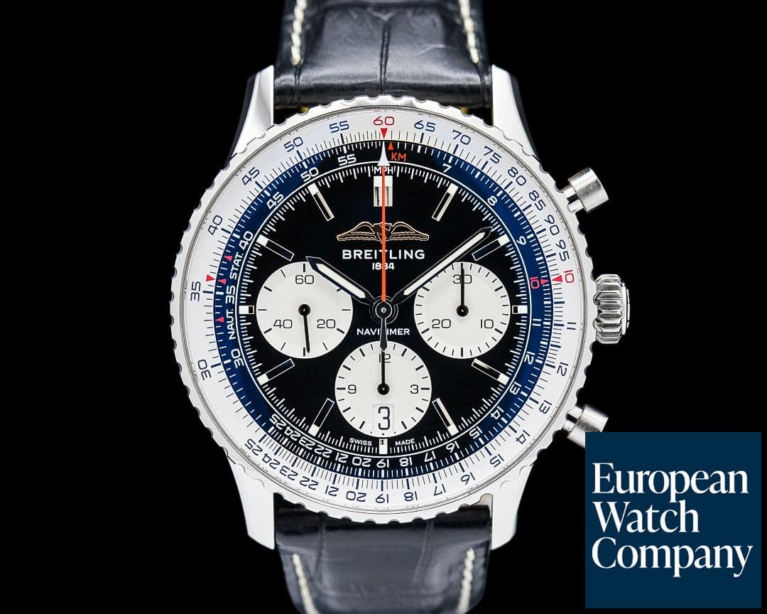 Image of Breitling AB0138211B1P1 Navitimer B01 Chronograph 43 SS Black Dial