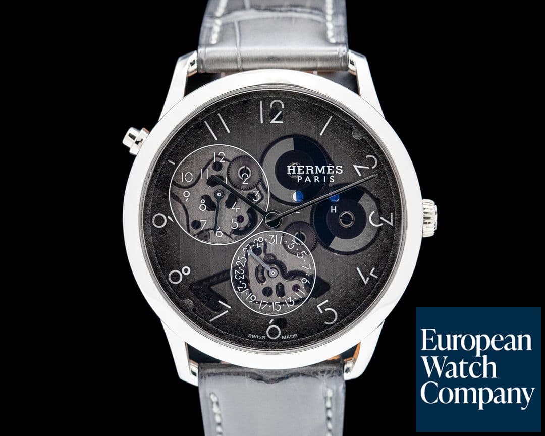 Image of Hermes Slim dHermes GMT Platinum Translucent Black Smoked Dial