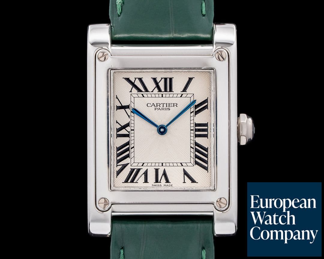 Image of Cartier W1539951P CPCP Tank a Vis Platinum Silver Guilloche Dial