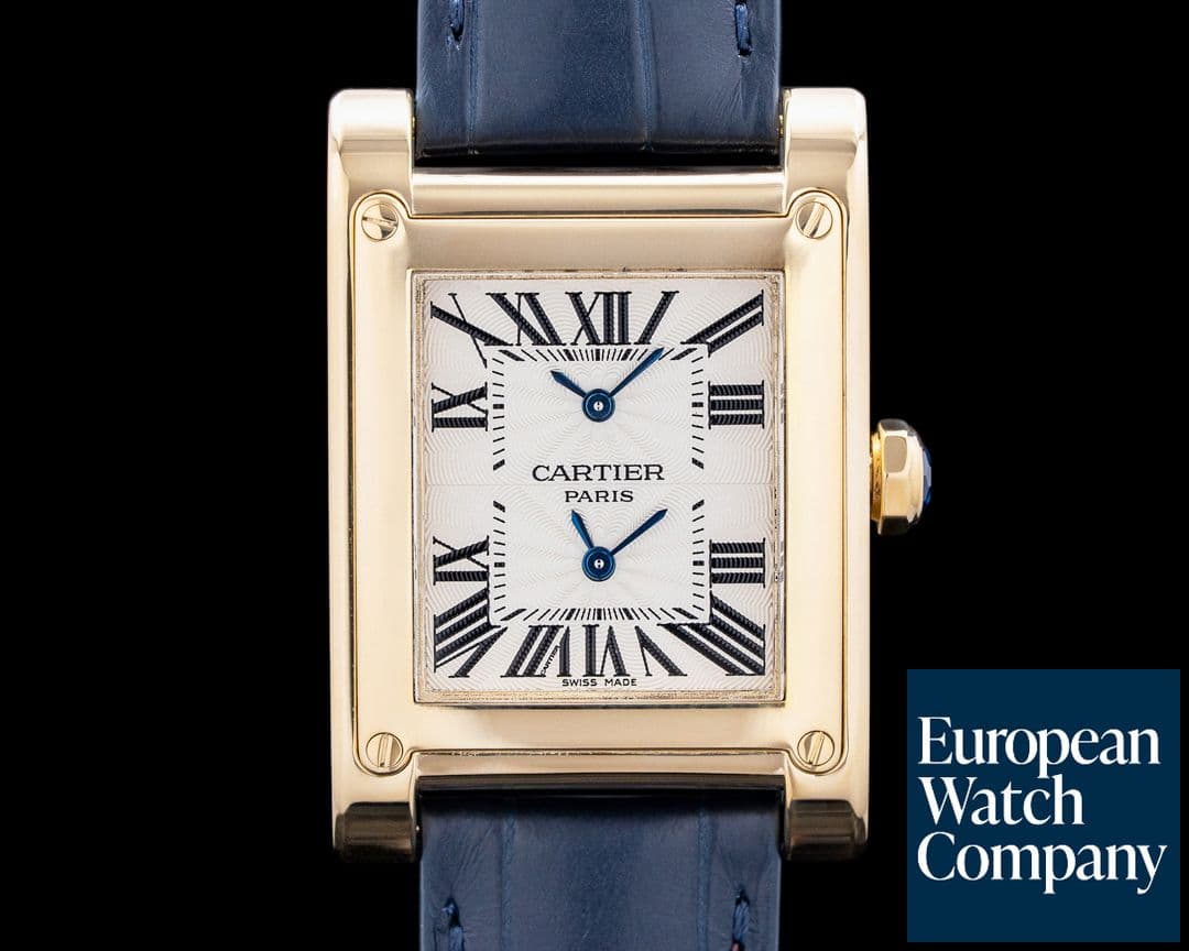 Image of Cartier W1534251 Tank a Vis CPCP 18K Yellow Gold Dual Time Silver Dial