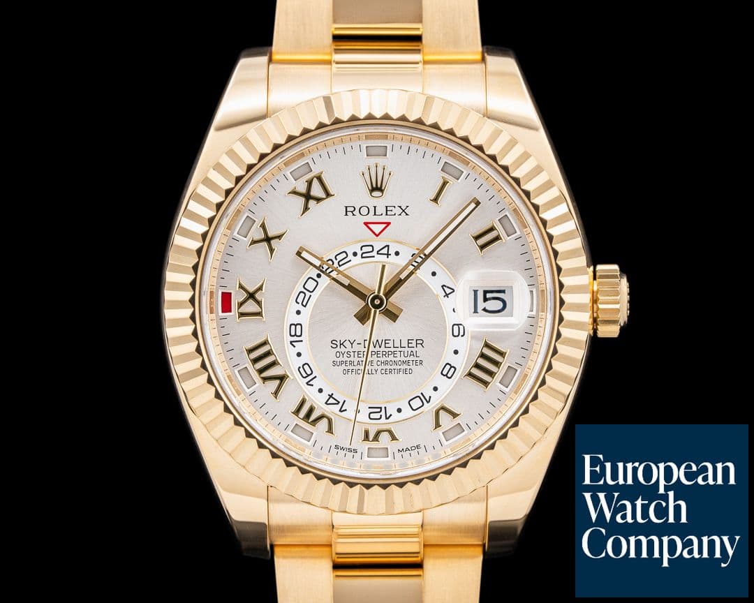 Image of Rolex 326938 Sky-Dweller 18K Yellow Gold Silver Roman Dial