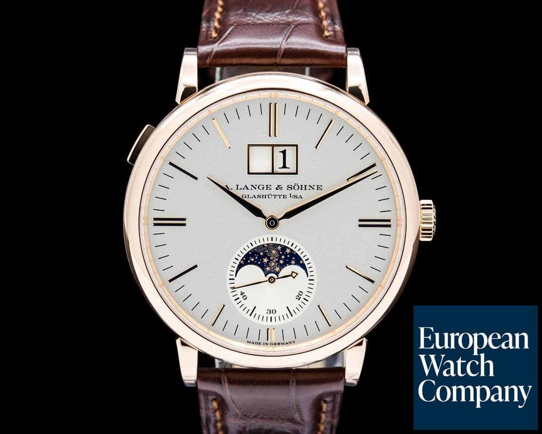 Image of A. Lange and Sohne 384.032 Saxonia Moon Phase 18K Rose Gold Silver Dial