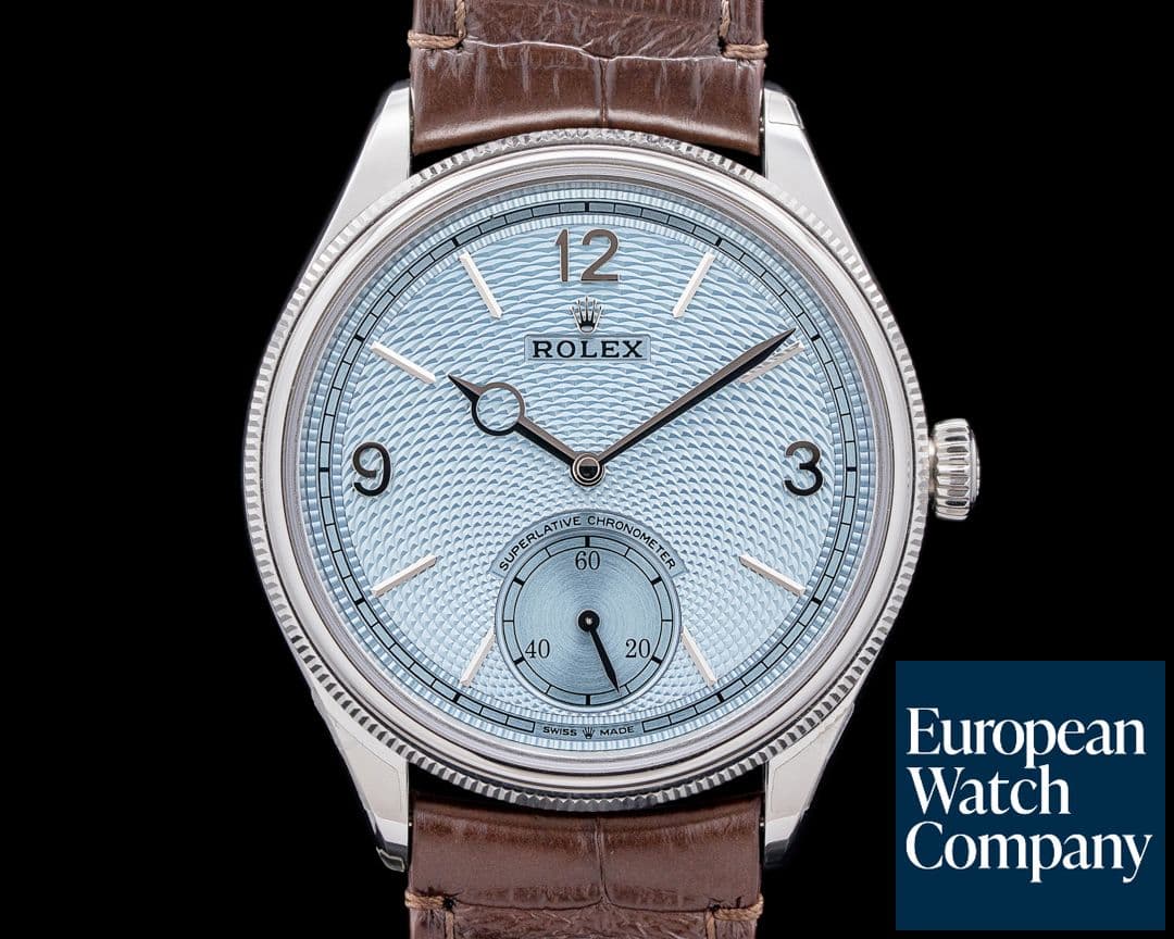 Image of Rolex 52506 1908 Platinum Ice Blue Guilloche Dial 2025 UNWORN