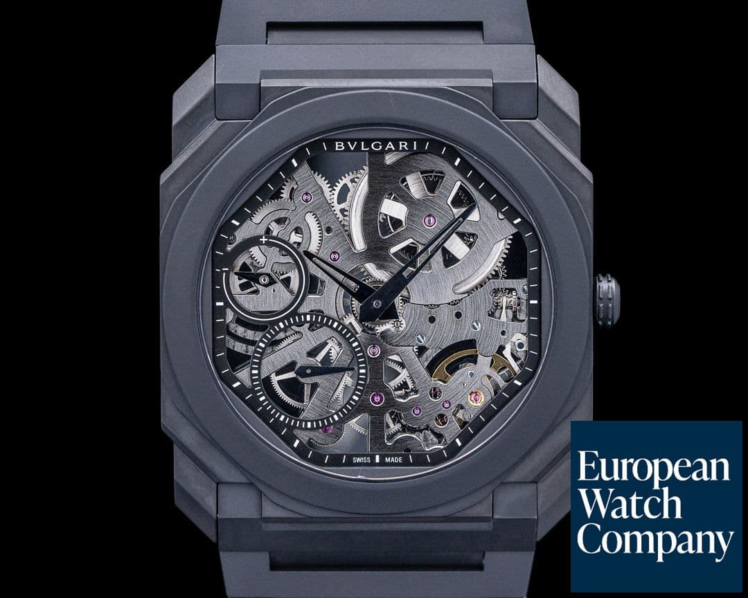 Image of Bulgari 103126 Octo Finissimo Black Ceramic Skeleton Dial