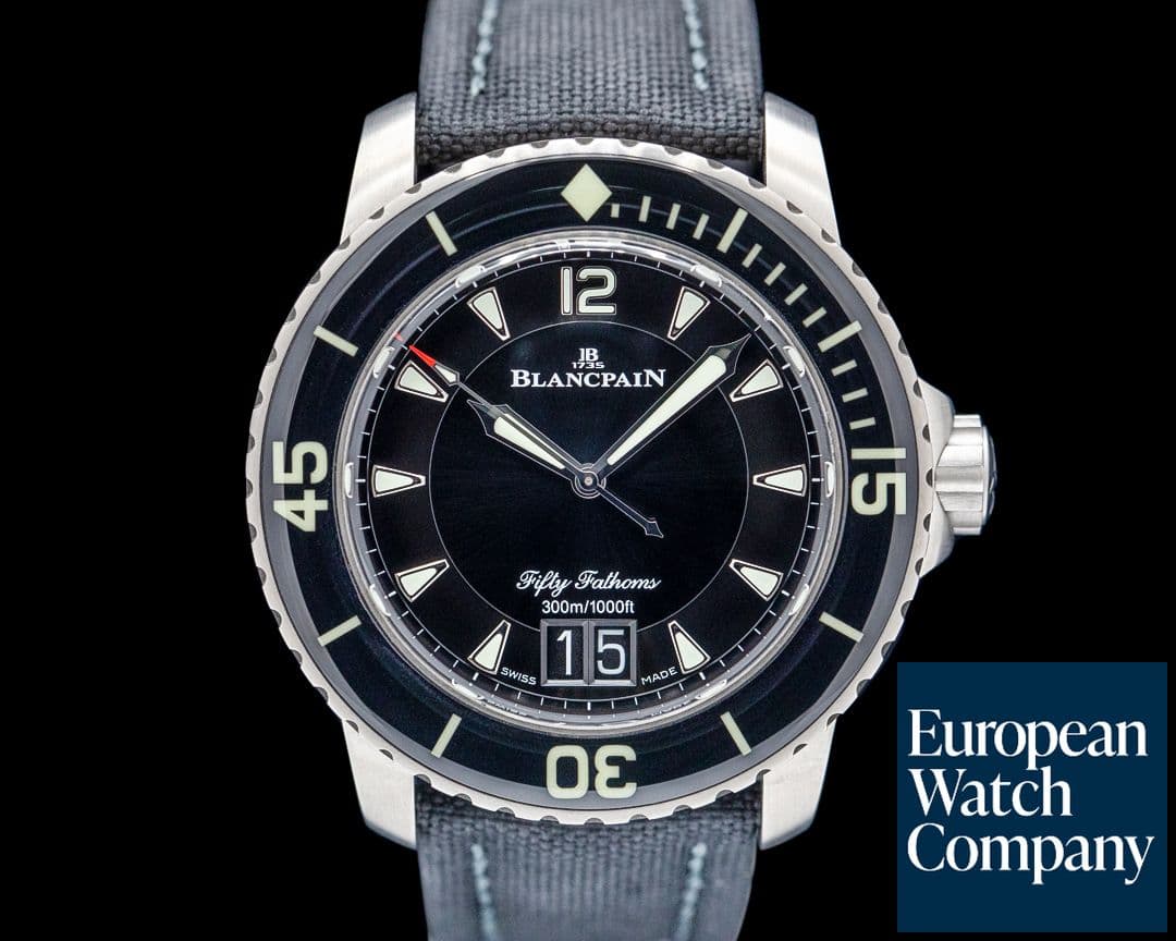 Image of Blancpain 5050 Fifty Fathoms Grande Date Titanium Black Dial