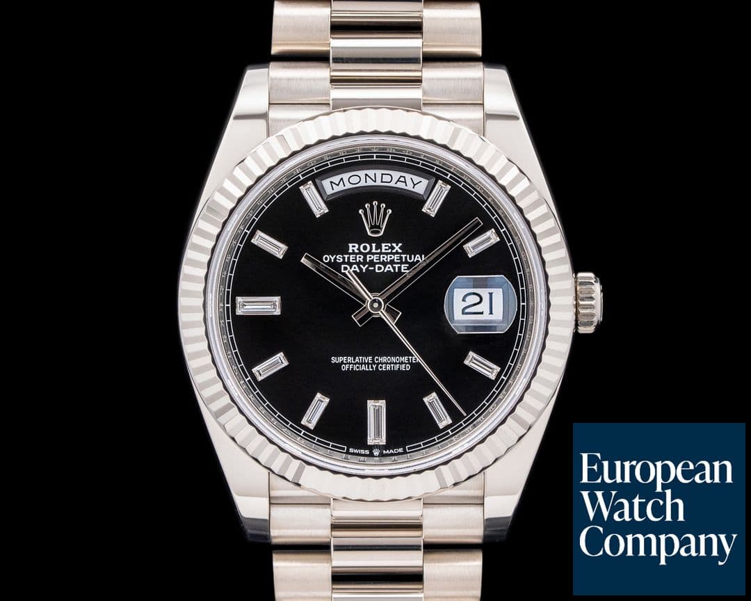 Image of Rolex Day Date 40MM 228239 President 18K White Gold Black Diamond Dial