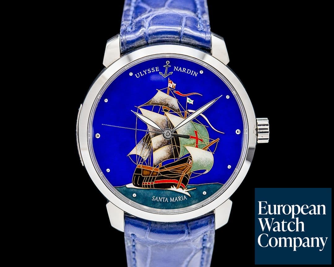 Image of Ulysse Nardin 8150-111-2/SM Classico Santa Maria 18K White Gold Enamel Dial LE