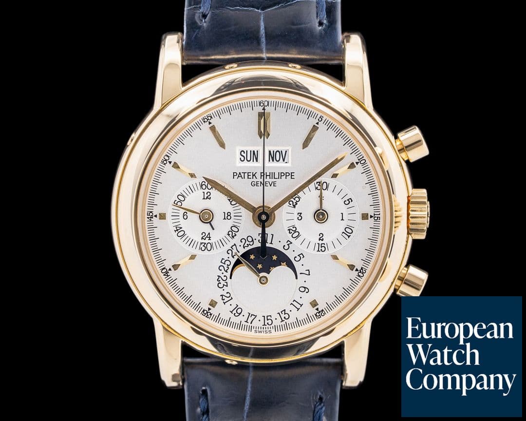 Image of Patek Philippe 3970EJ Perpetual Calendar Chronograph 18K Yellow Gold Silver Dial
