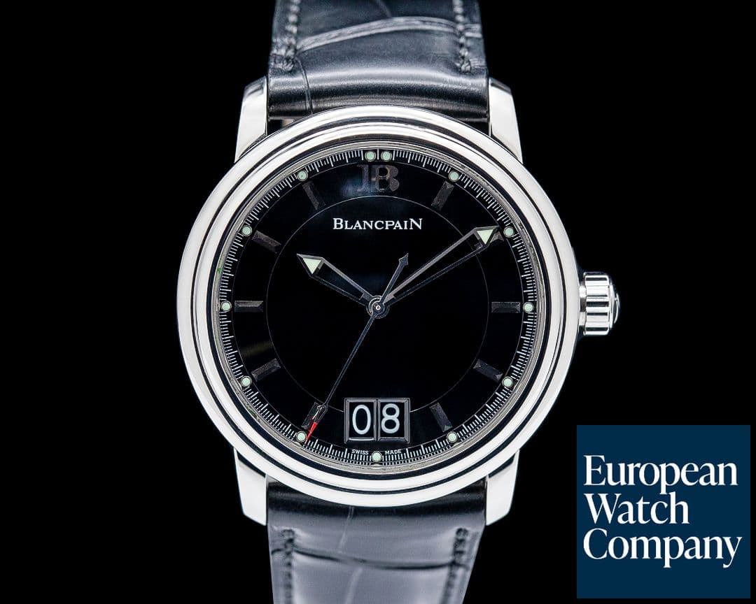 Image of Blancpain 2850 Leman Grande Date SS Black Dial
