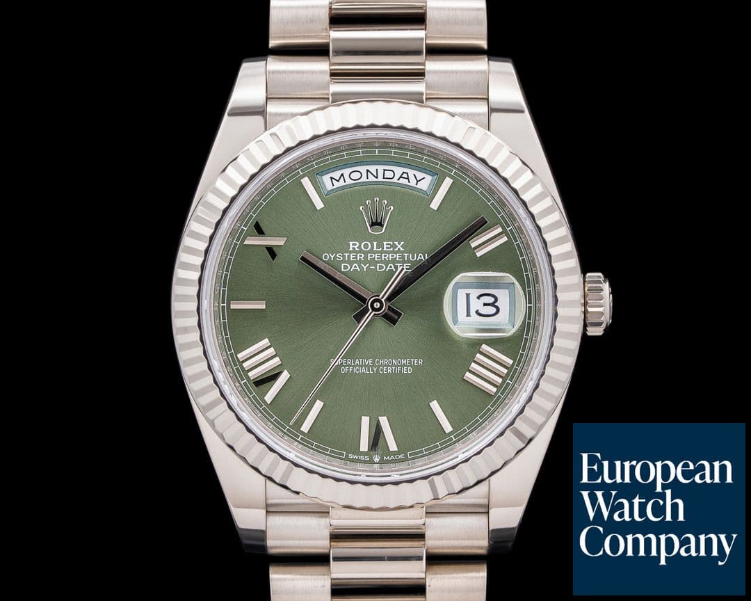 Image of Rolex 228239 Day-Date 40 18K White Gold Olive Green Dial