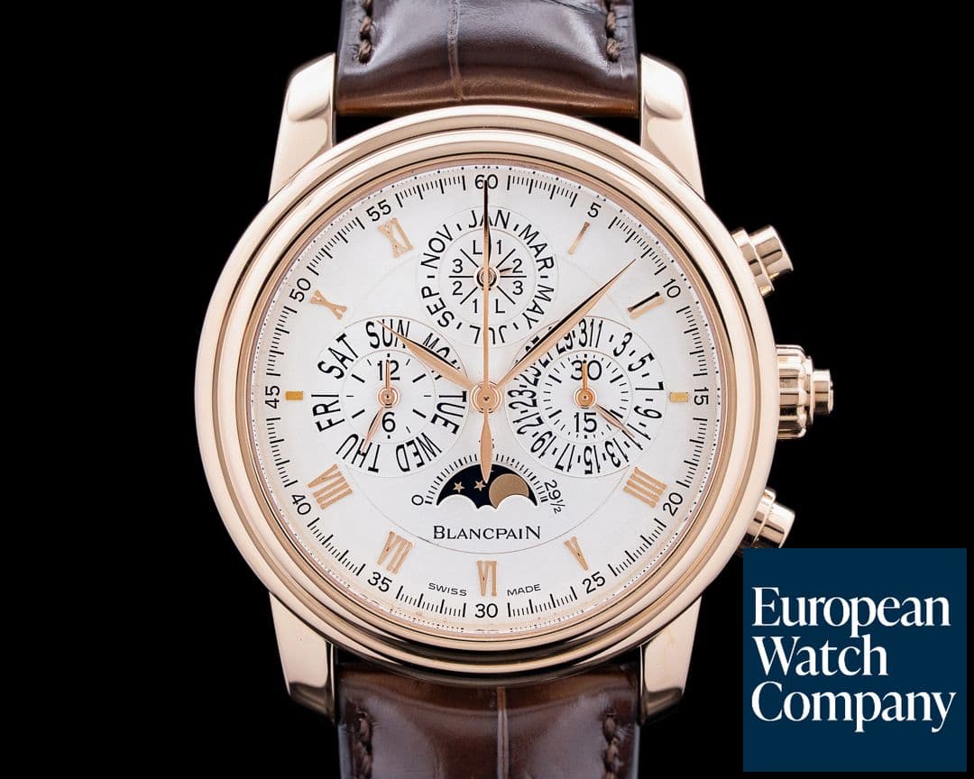 Image of Blancpain Villeret Quantieme Perpetual Chronograph Flyback 18K RG Silver Dial
