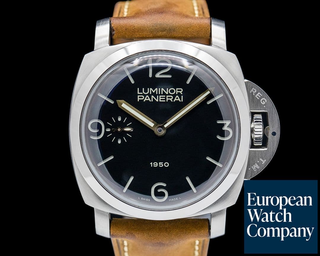 Image of Panerai PAM00127 Luminor 1950 47MM SS Black Dial LIMITED
