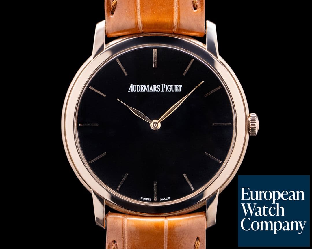 Image of Audemars Piguet 15180OR Jules Audemars Extra-Thin 18K Rose Gold Black Dial