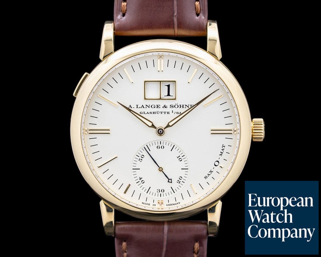 Image of A. Lange and Sohne 308.021 Langematik Saxonia Automatic 18K Yellow Gold Silver Dial