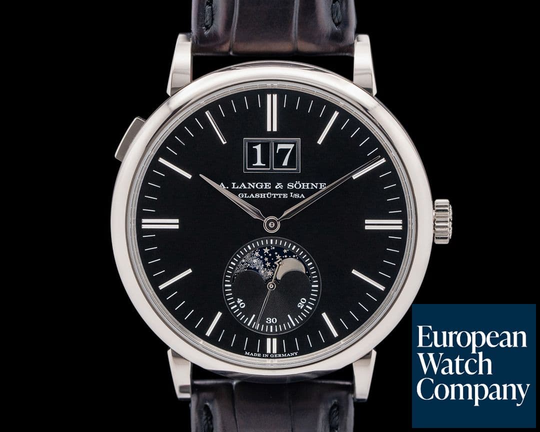 Image of A. Lange and Sohne 384.029 Saxonia Moon Phase 18K White Gold Black Dial