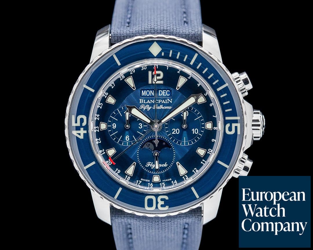 Image of Blancpain 5066F Fifty Fathoms Chronographe Flyback Quantieme SS Blue Dial