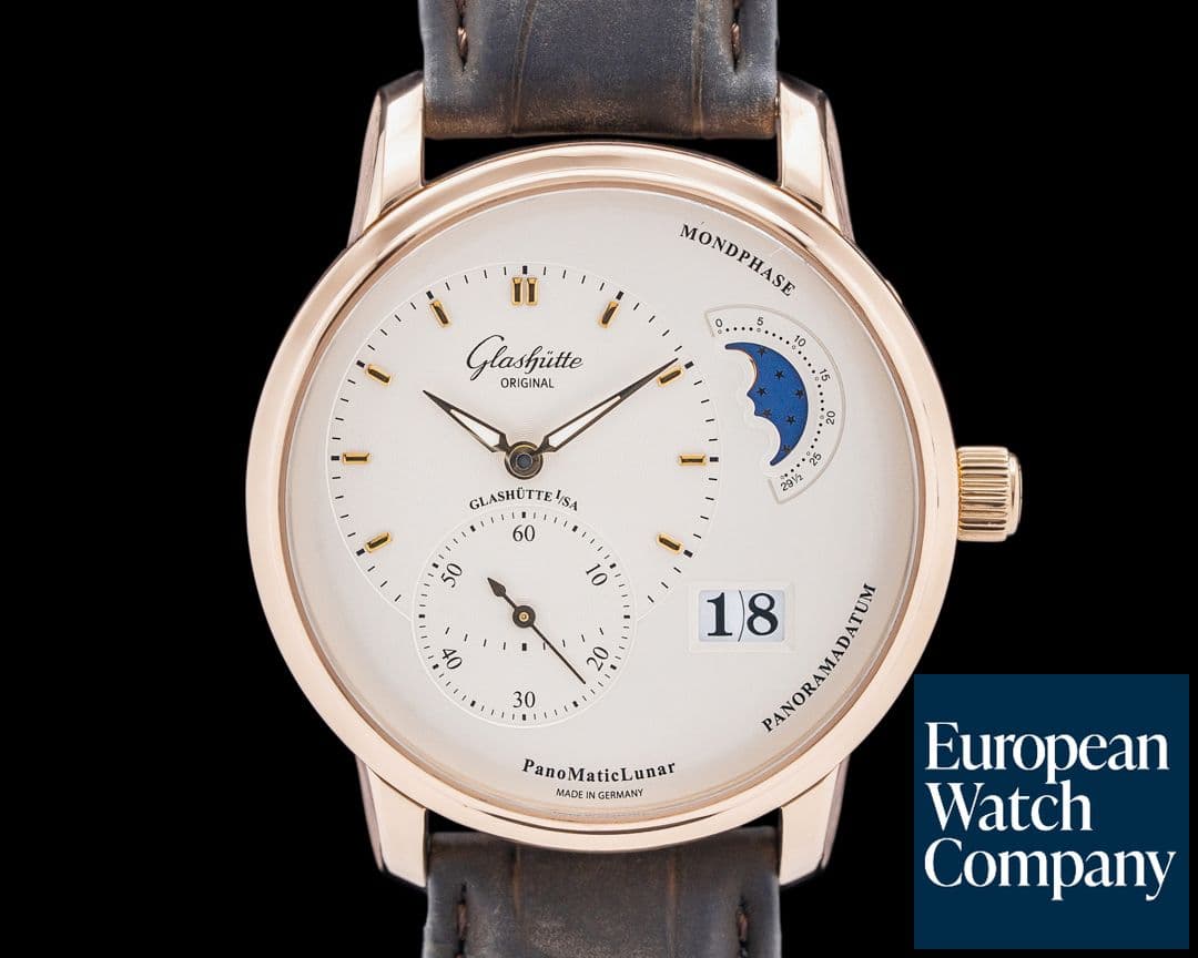 Image of Glashutte Original PanoMaticLunar 18K Rose Gold Cream Dial