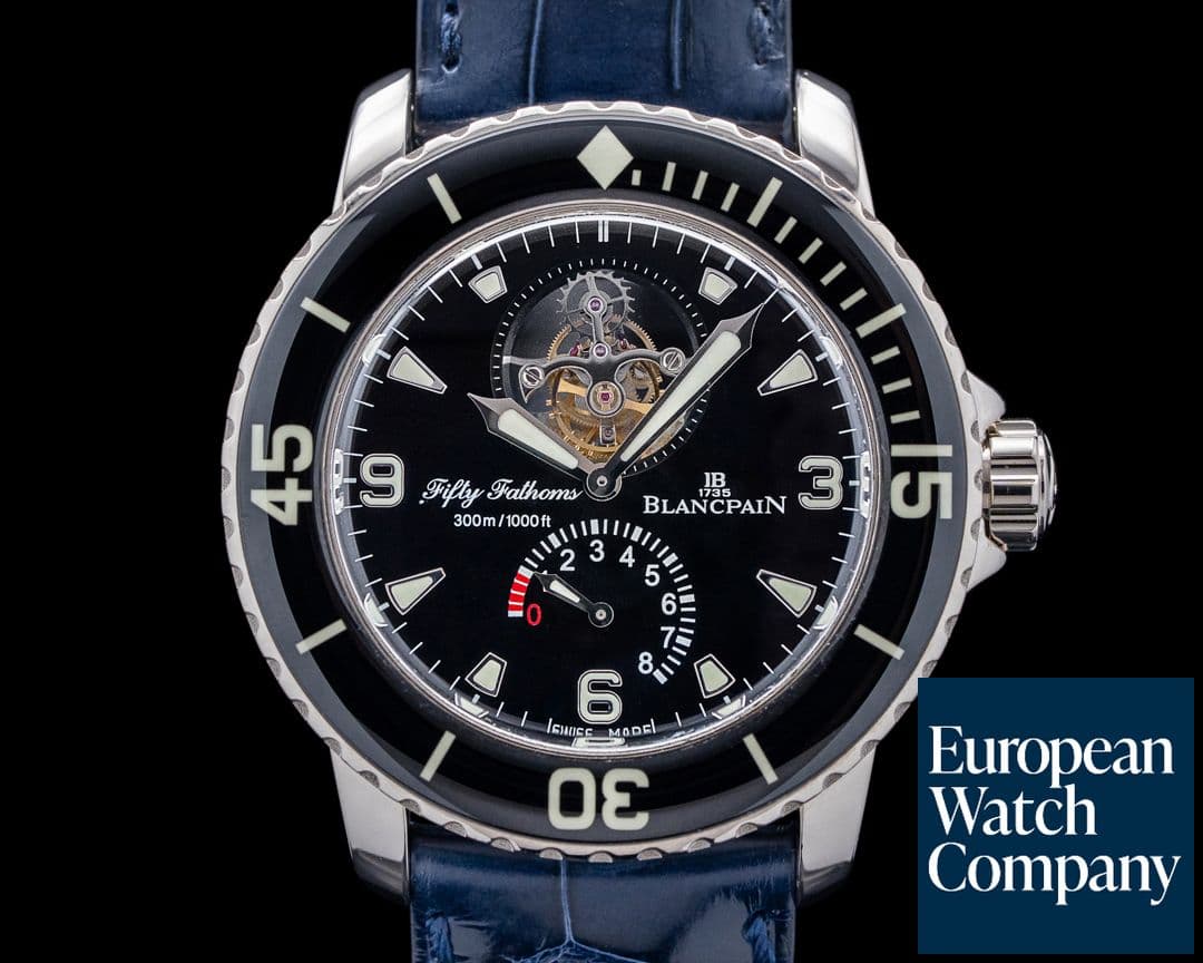Image of Blancpain 5025 Fifty Fathoms Tourbillon 8 Jours 18K White Gold Black Dial