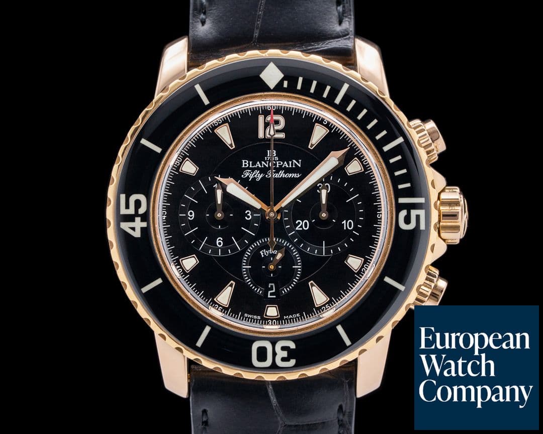 Image of Blancpain 5085F Fifty Fathoms Flyback Chronograph 18K Rose Gold Black Dial