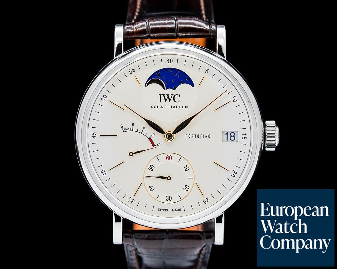Image of IWC IW516401 Portofino Hand-Wound Moon Phase SS Silver Dial