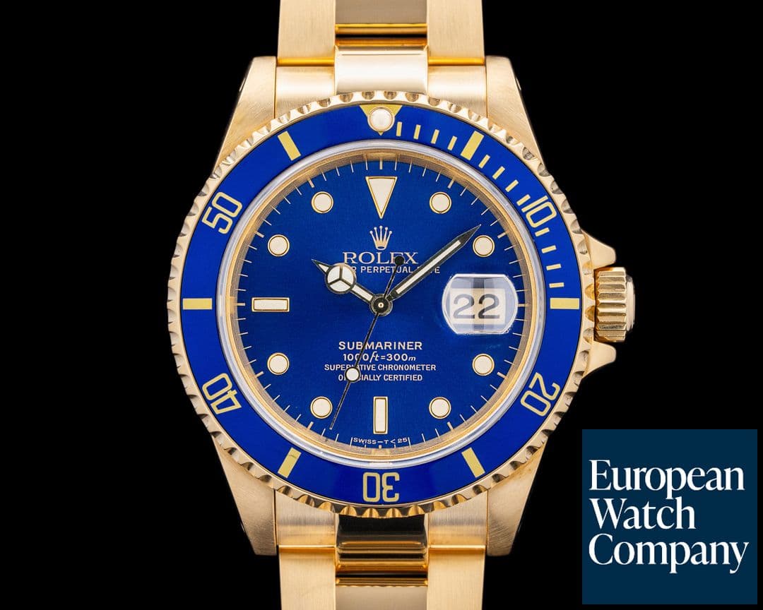 Image of Rolex 16618 Submariner 18K Yellow Gold Blue Dial Circa. 1991