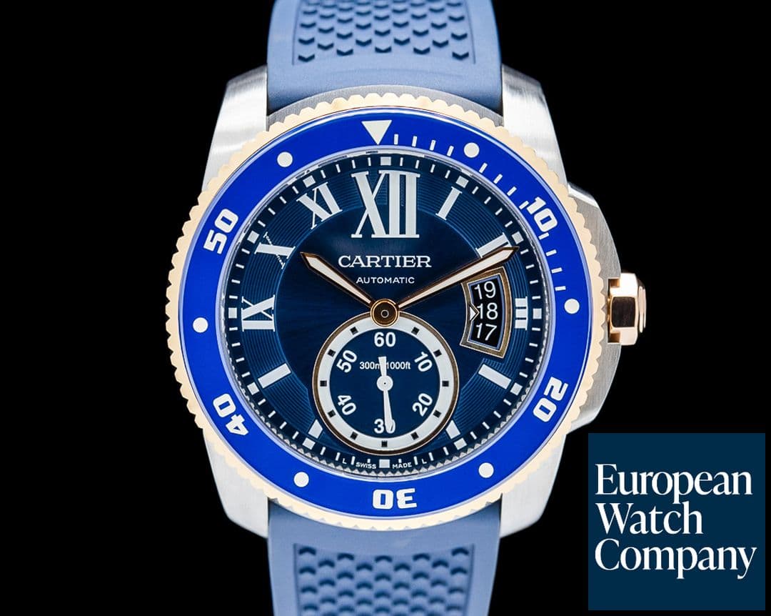 Image of Cartier W2CA0009 Calibre de Cartier Diver SS / 18K Rose Gold Blue Dial
