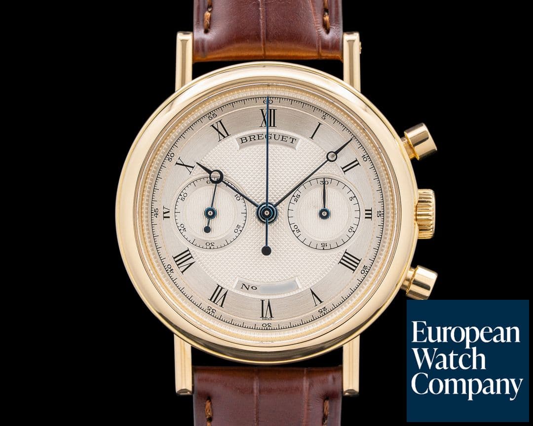 Image of Breguet 3237BA Classique Chronograph 18K Yellow Gold Silver Dial