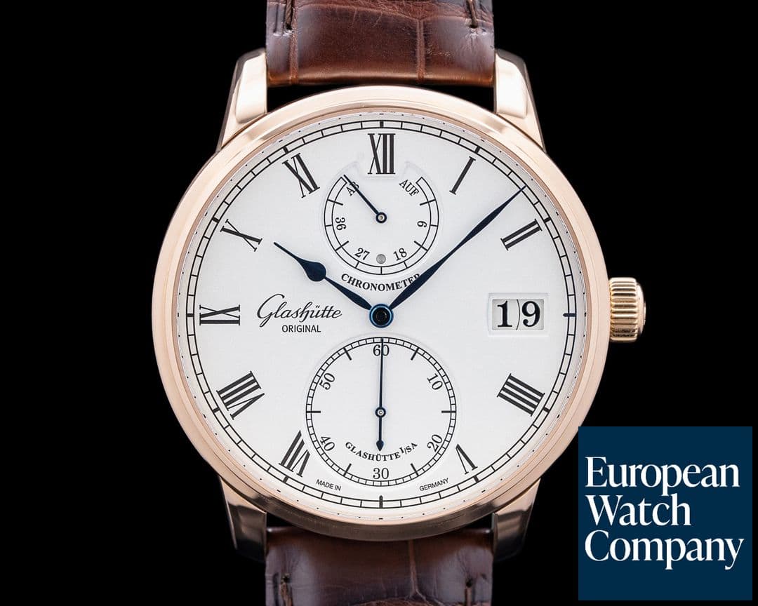 Image of Glashutte Original Senator Chronometer 18K Rose Gold Silver Dial