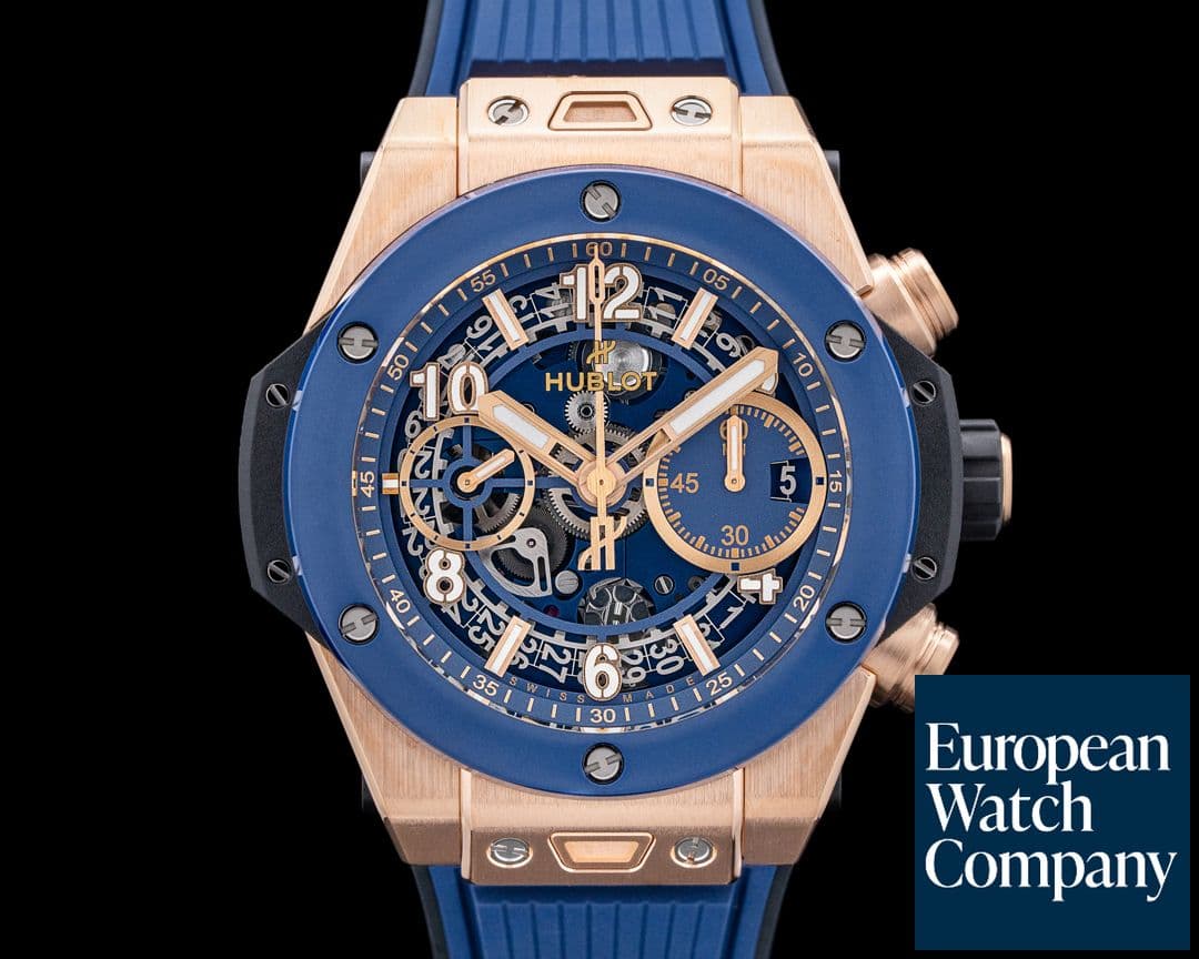 Image of Hublot Big Bang Unico King 18K Rose Gold Blue Ceramic Blue Skeleton Dial