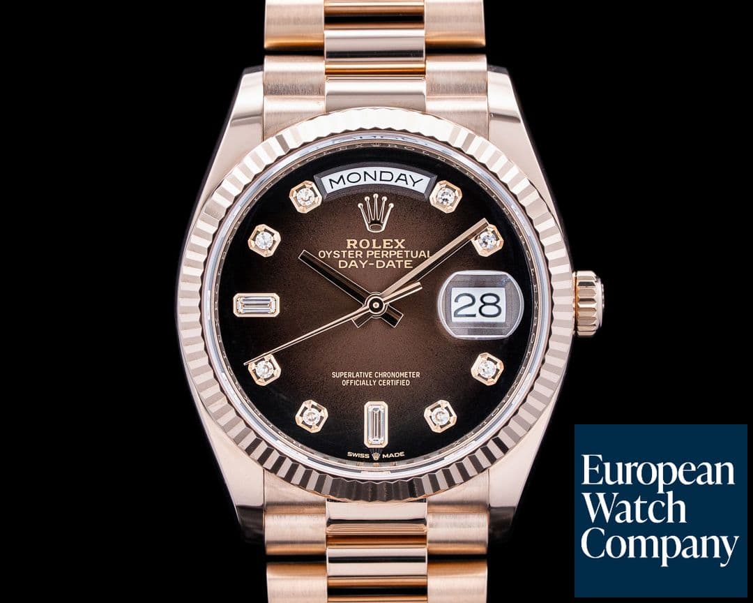 Image of Rolex 128235 Day-Date 18K Everose Gold Brown Diamond Dial