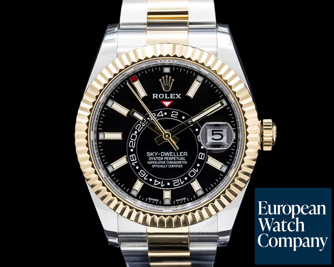 Image of Rolex 326933 Sky-Dweller Oystersteel / 18K Yellow Gold Black Dial