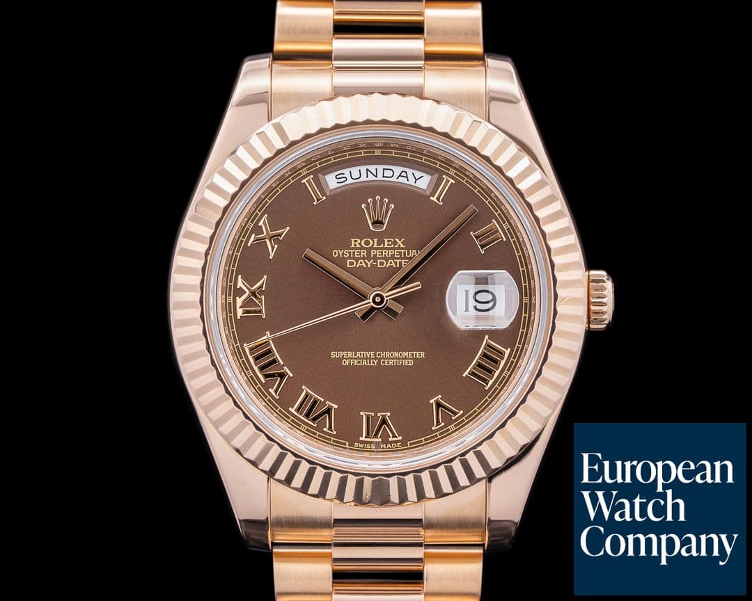 Image of Rolex 218235 Day-Date II 18K Everose Gold Brown Roman Dial
