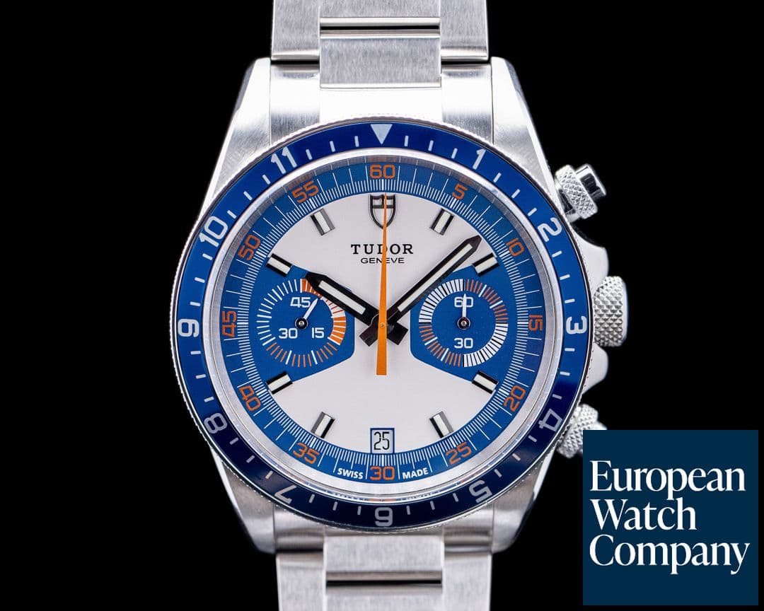 Image of Tudor 70330B Heritage Chrono Blue Stainless Steel Ivory / Blue Dial