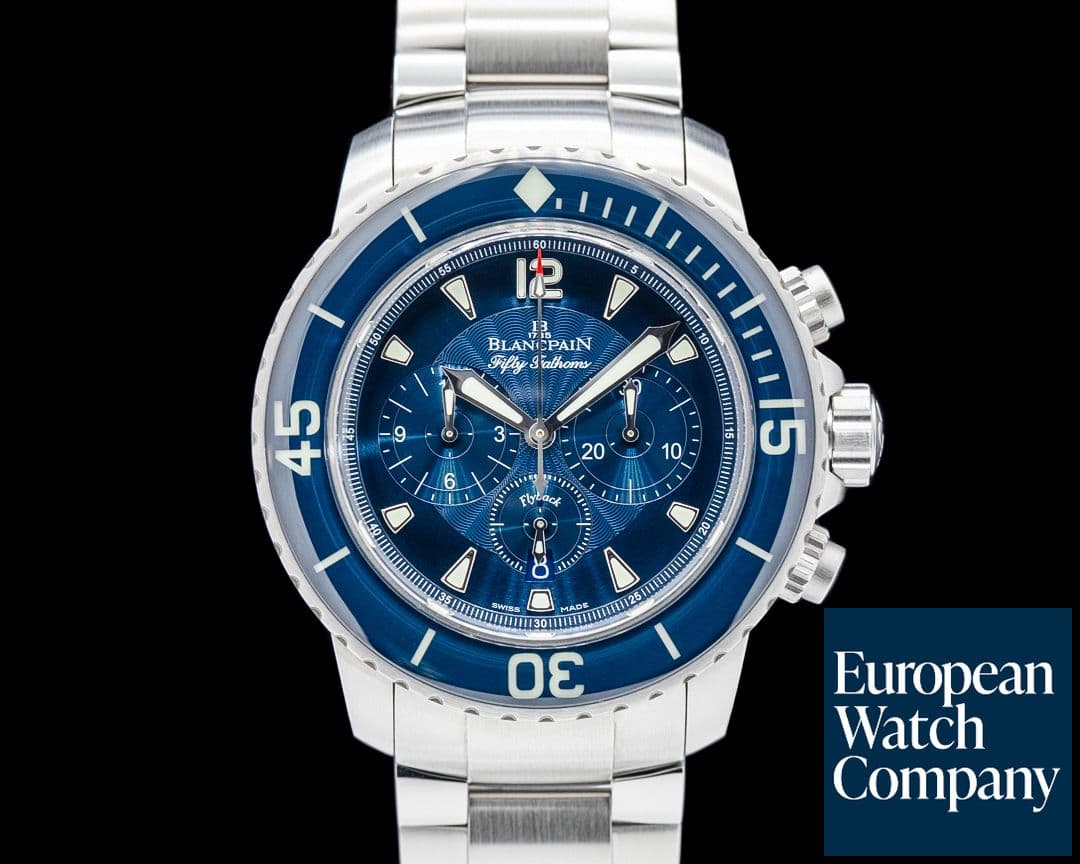 Image of Blancpain 5085FB Fifty Fathoms Flyback Chronograph SS Blue Dial