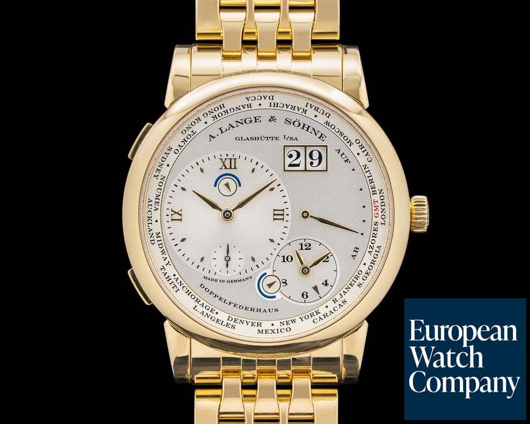 Image of A. Lange and Sohne 116.321 Lange 1 Time Zone 18K Yellow Gold Silver Dial RARE