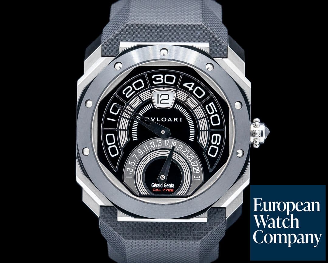 Image of Bulgari BGO43BSCVDBR 101831 Octo Bi-Retro Gerald Genta SS Ceramic Black Dial