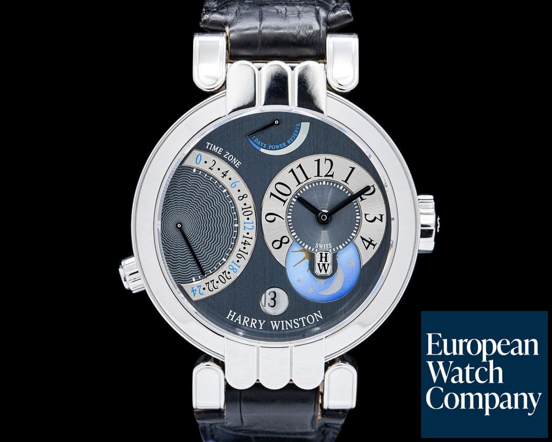 Image of Harry Winston 200-MMTZ39W Premier Excenter Time Zone 18K White Gold Gray Dial