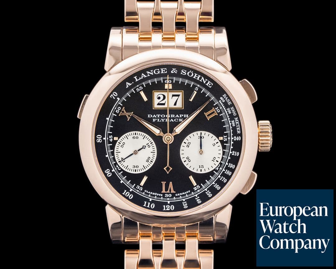 Image of A. Lange and Sohne 403.031 Datograph Black Dial 18K Rose Gold on WELLENDORFF BRACELET