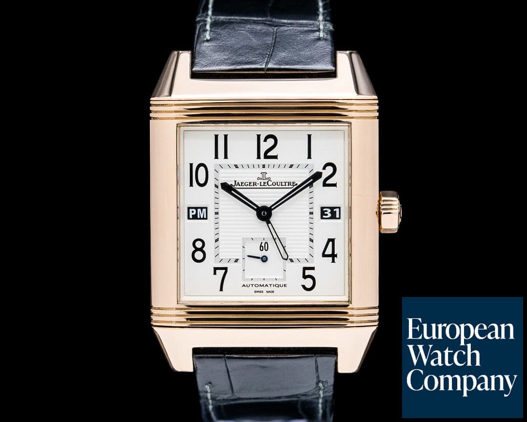 Image of Jaeger LeCoultre Q7002420 Reverso Squadra Hometime 18K Rose Gold Silver Dial