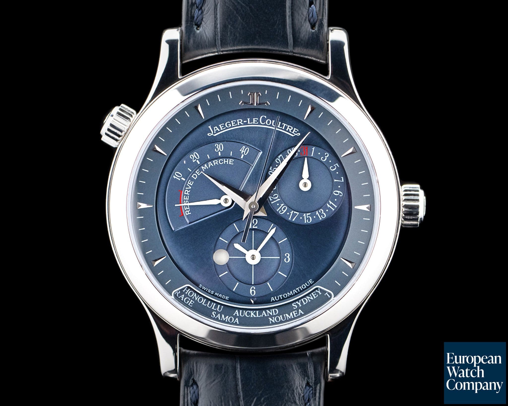 Image of Jaeger LeCoultre 142.6.92 Master Geographic Platinum Blue Dial LIMITED