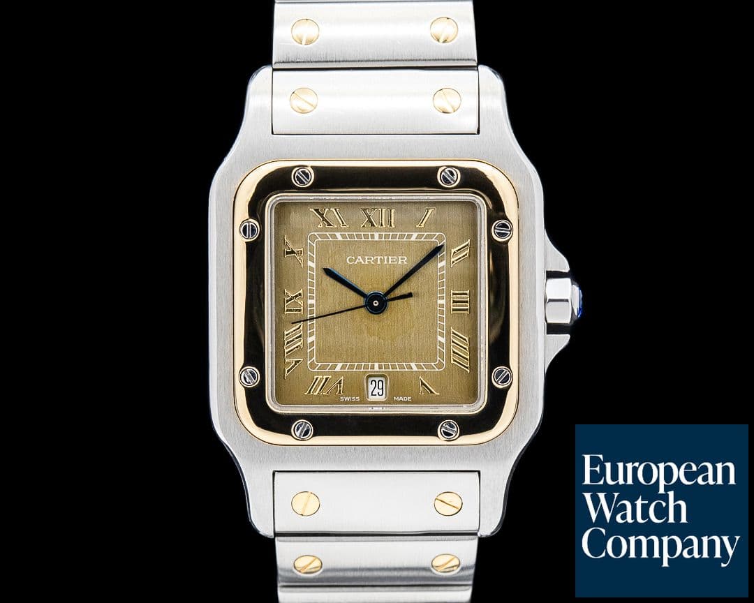 Image of Cartier W20030C4 Santos de Cartier Galbée Two Tone Quartz Champagne Dial