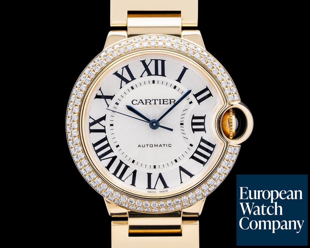 Image of Cartier WE9004Z3 Ballon Bleu de Cartier Diamonds 18K Yellow Gold Silver Dial