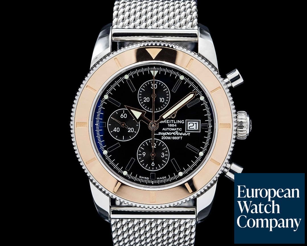 Image of Breitling U1332012 Superocean Heritage Chronograph 46 SS / 18K RG Black Dial