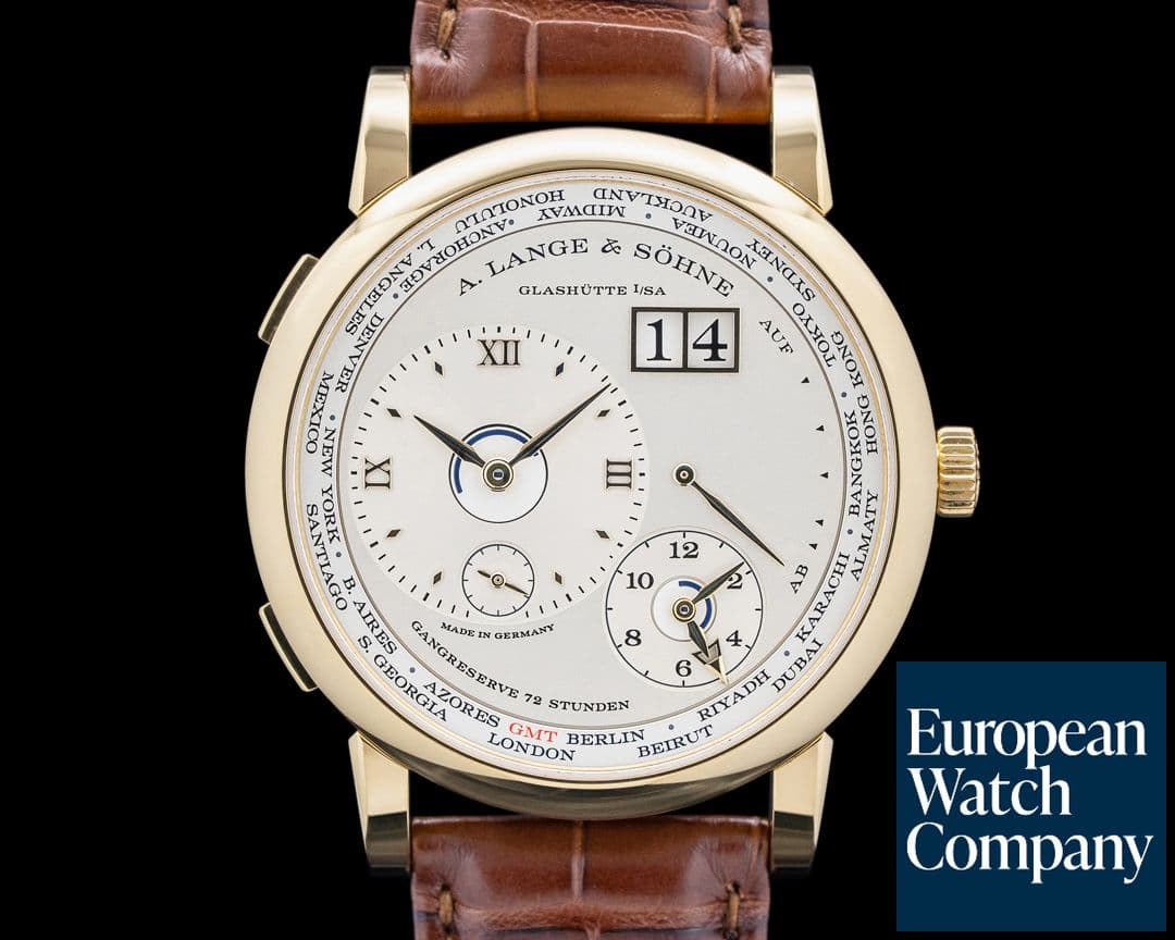 Image of A. Lange and Sohne 136.021 Lange 1 Time Zone 18K Yellow Gold Silver Dial