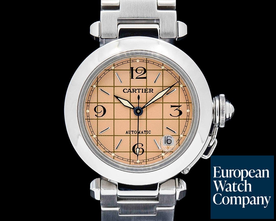 Image of Cartier W31024M7 Pasha C SS Salmon Grid Dial