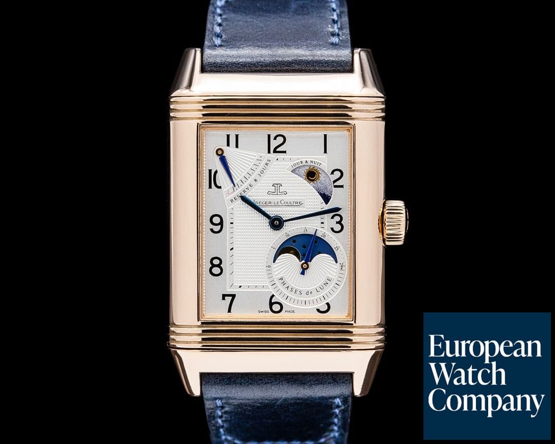 Image of Jaeger LeCoultre 240.2.27 Grande Reverso Sun Moon 18K Rose Gold Silver Dial