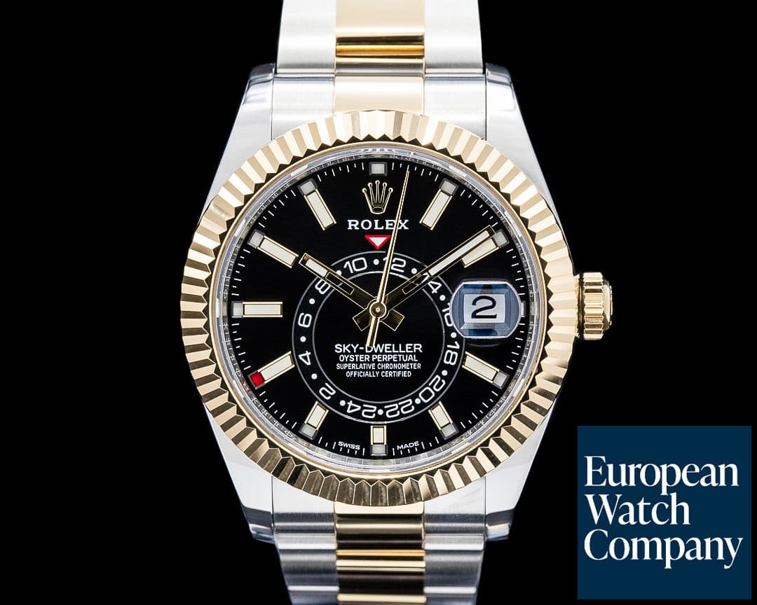 Image of Rolex 326933 Sky-Dweller 18K Yellow Gold / SS Black Dial