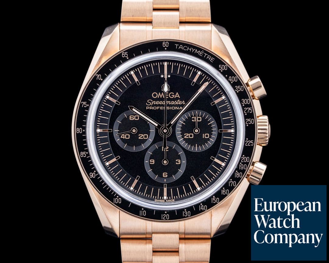 Image of Omega 310.60.42.50.01.001 Speedmaster Moonwatch 18K Sedna Gold Black Dial