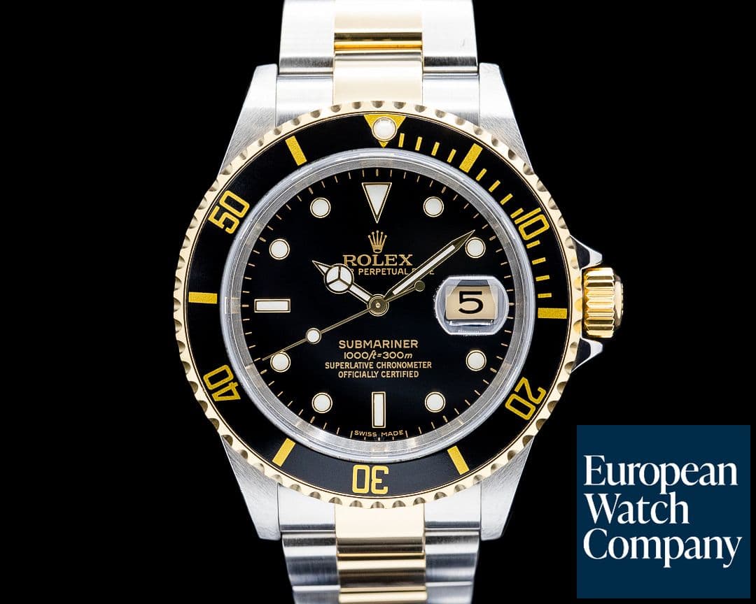 Image of Rolex 16613 Submariner 18K Yellow Gold / SS Black Dial FULL SET